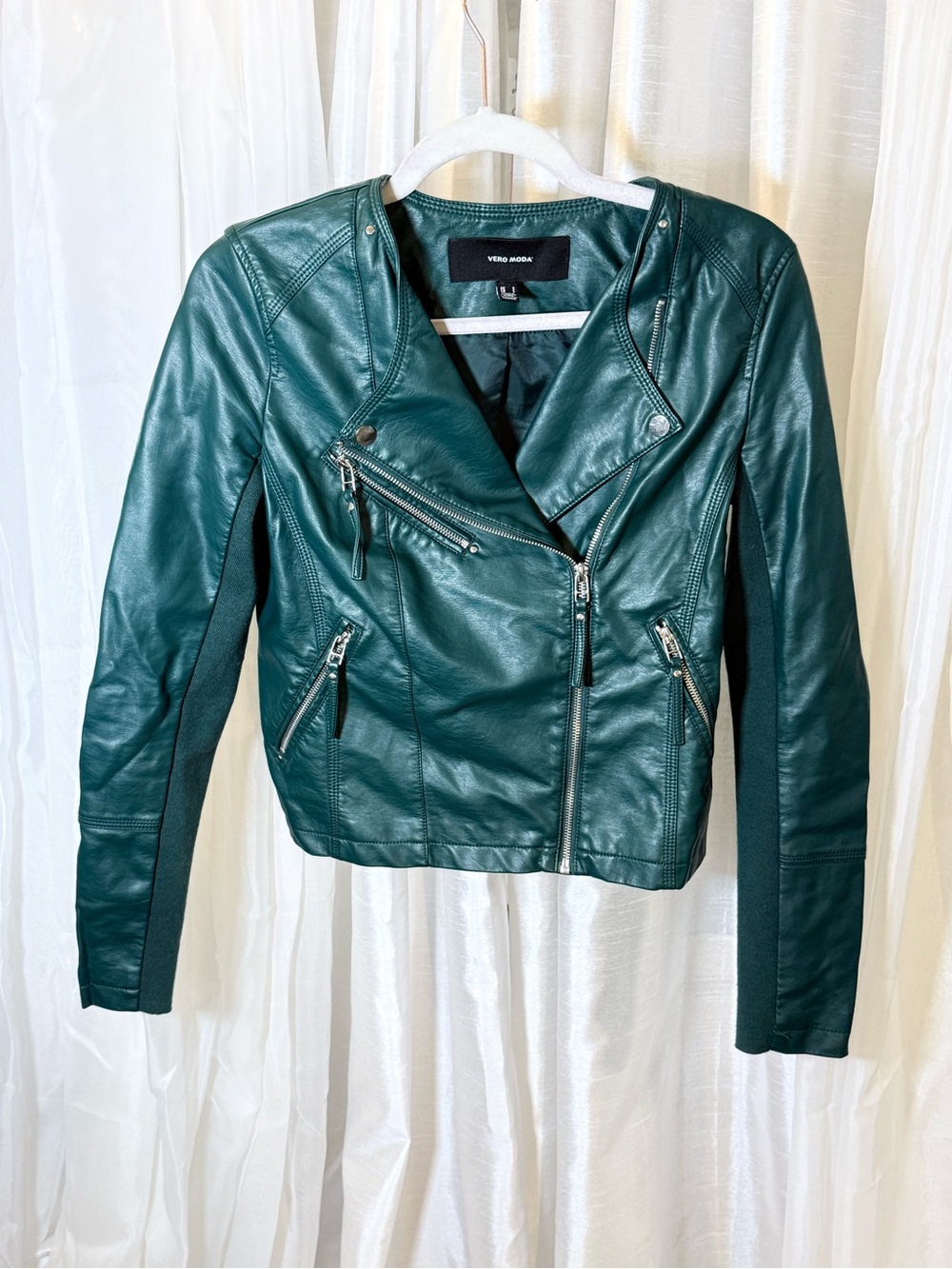 Vero Moda Forest Green Faux Leather Moto Jacket